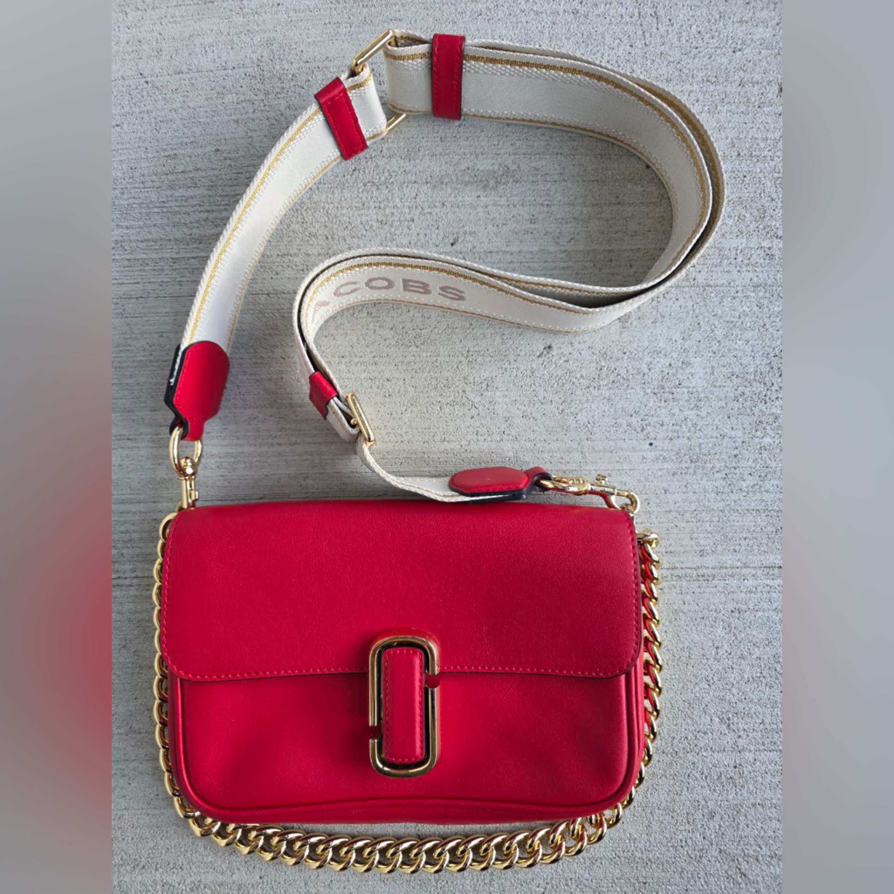 Marc Jacobs Red Leather Crossbody Bag Gold Hardware